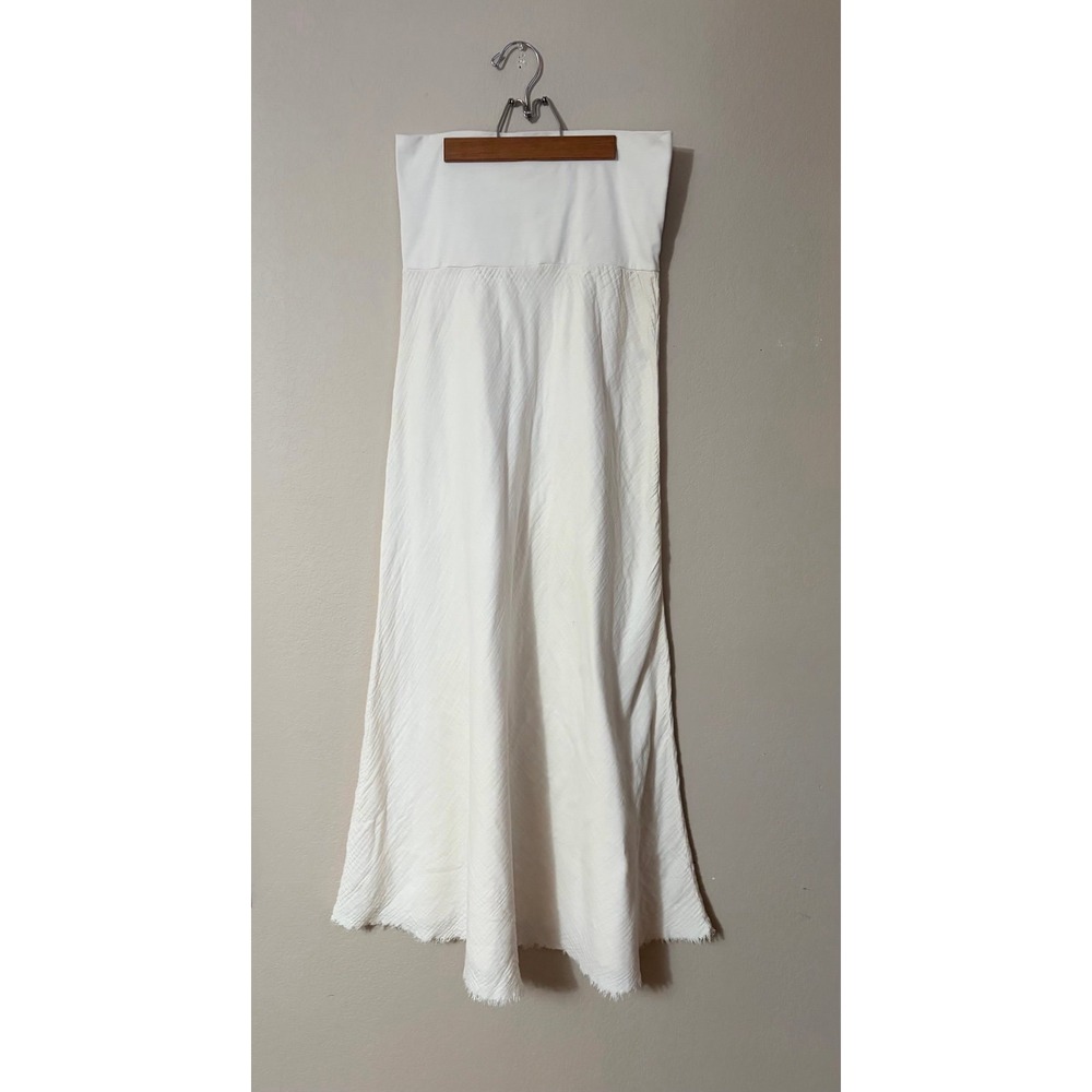 Fresh Laundry Ivory Strapless Maxi Dress 100% Cotton Flowy Minimalist Boho S/M